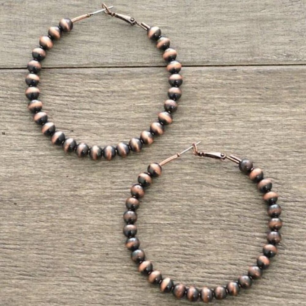 Navajo Western Bead Hoop Earrings